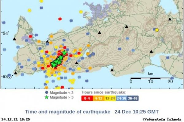 В Исландии зафиксировали рой сильных землетрясений под вулканом Фаградалсфьяль